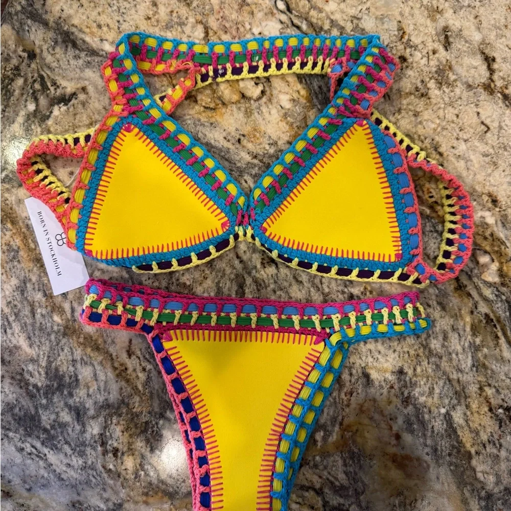 Reversible Colorful Crochet Bikini Set - Picture 2 of 2